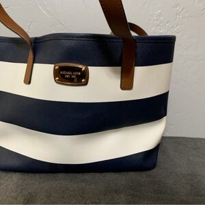 Michael Kors Blue and White Tote Bag